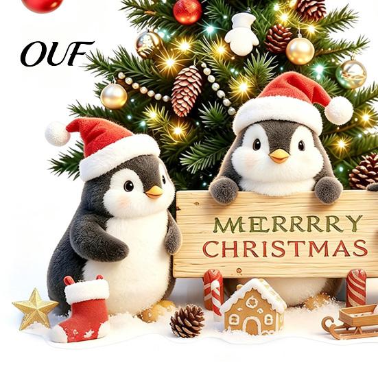 Christmas Penguins Window Sticker Sticker, Static Cling Xmas Tree Decal, Removable Waterproof Festive Ornaments Seasonal PVC Decal for Home