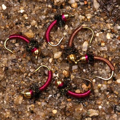 6 шт., размер 12, разные цвета, нахлыстовая бусина, нимфа, Brassie, крючок для зимней рыбалки, приманка с мини-коробкой