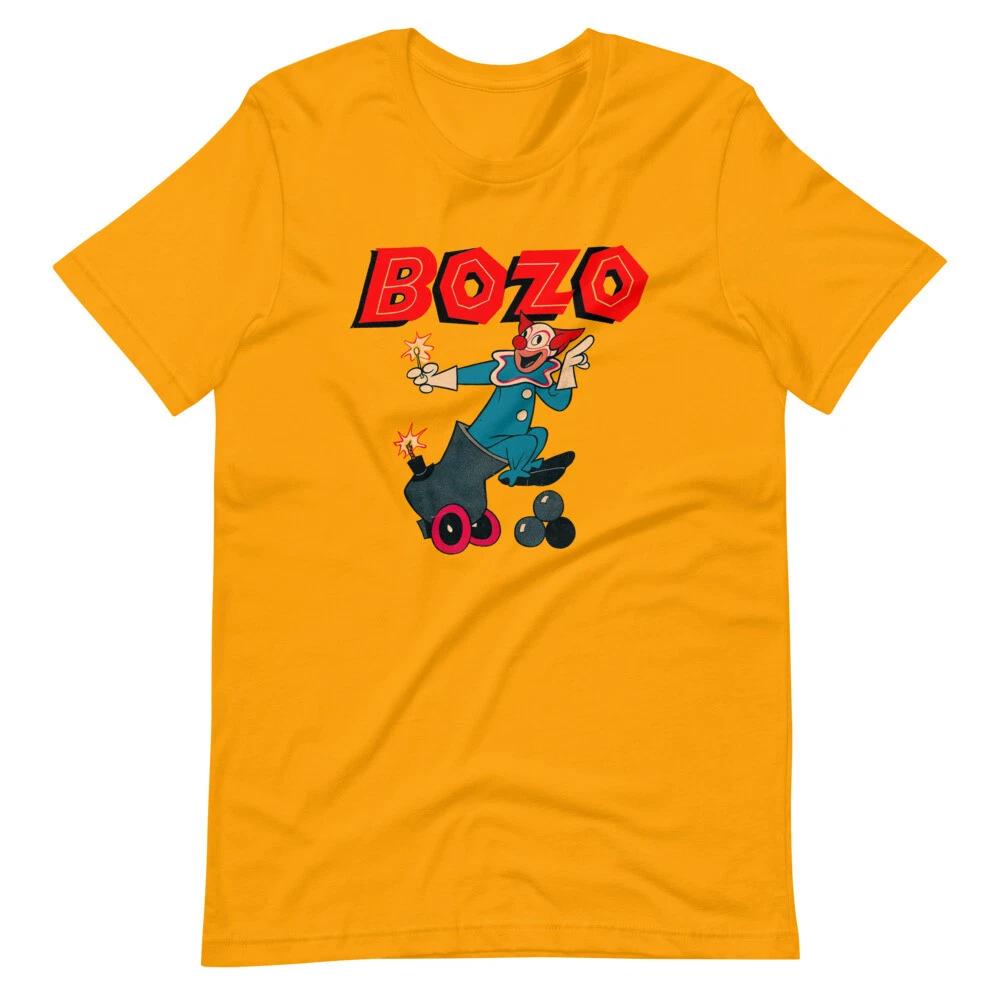 BOZO THE CLOWN Gold Yellow Graphic Tee Shirt Short-Sleeve Unisex T-Shirt