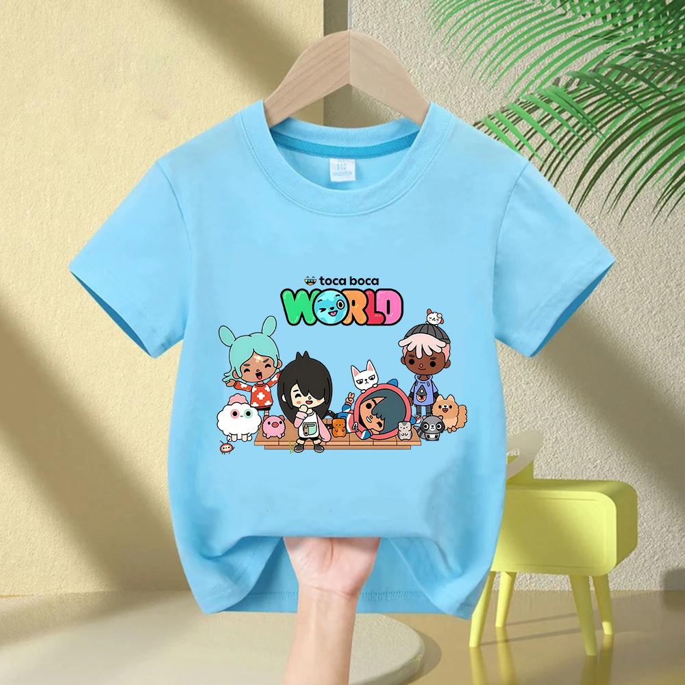 Toca Boca World Хлопковые Футболки Одежда для Девочек и Мальчиков Игра Toca Life World Футболка Детская Удобные Универсальные Топы Летние Футболки с коротким Рукавом
