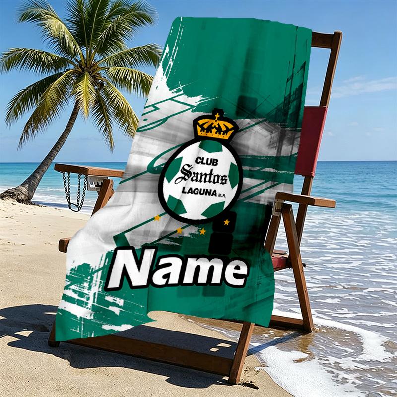 Custom Name Personalized Club Santos Laguna Print Beach Towel, for Trip Camping Beach Party Home Decor, Birthday Gift for Family & Friends