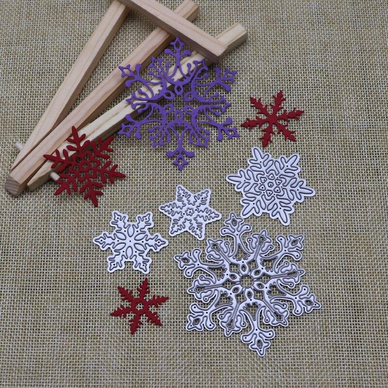 4 шт. Рождественские снежинки Металлические штампы для резки для скрапбукинга DIY открытки трафарет бумага ремесло ручная работа