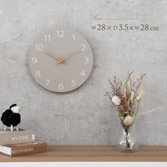 Fuji Boeki Quiet Wall Clock Nordic Interior Diameter 28cm Mokumo Width 28Depth 3.5Height Gray 42116
