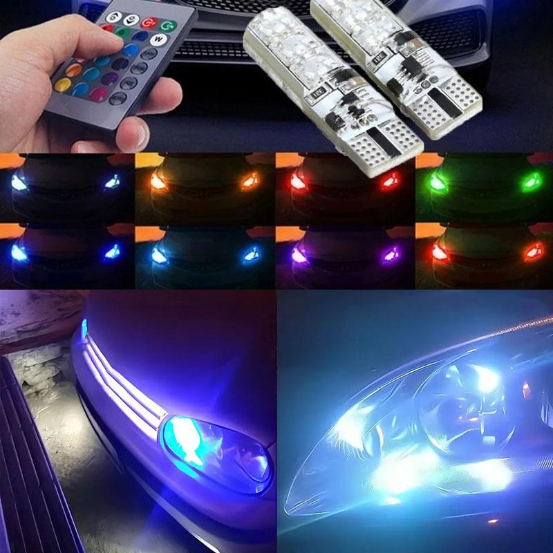 2 шт. T10 RGB LED Габаритные огни Лампа-6SMD 5050 CANbus Автомобиль с пультом дистанционного управления Мигающий Читающий Клиновидный свет Габаритные огни