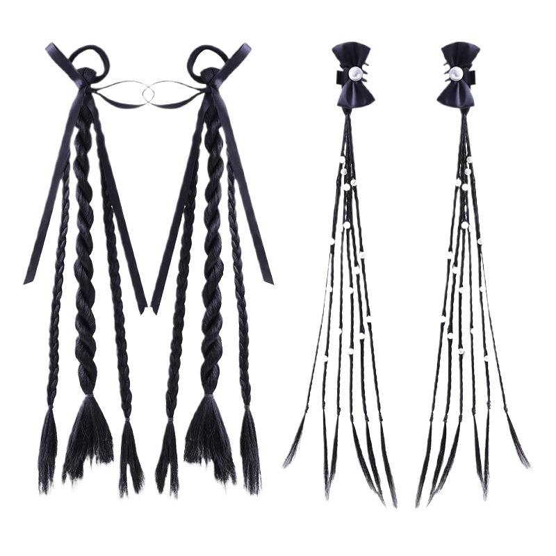 2 шт. Резинки для волос в корейском стиле для девочек, для хвостиков, парики, косы с дерзкими бантами, детские резинки для плетения косичек, эластичные аксессуары для волос