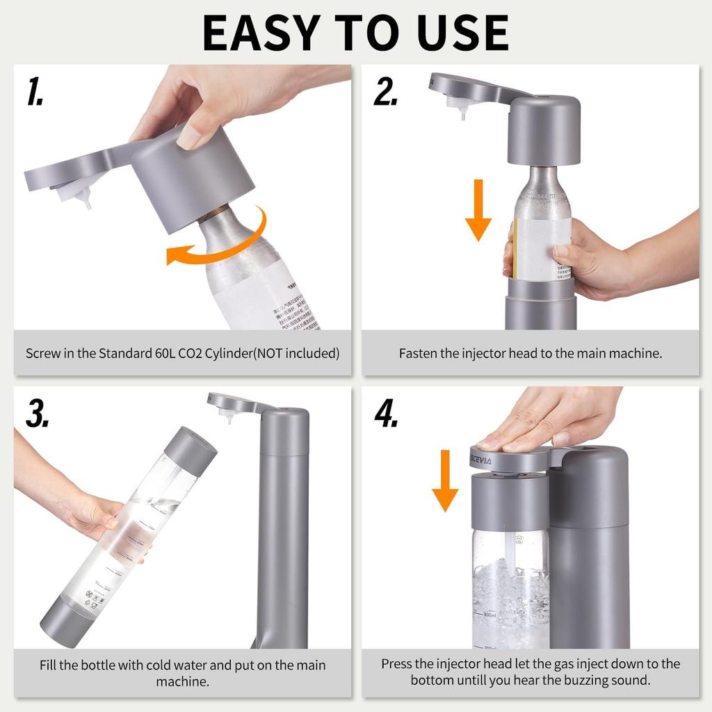 Машина для газирования воды, Сифон и карбонатор для напитков, Диспенсер для газирования содовой, Машина-карбонатор с 2 бутылками без BPA, Совместим с