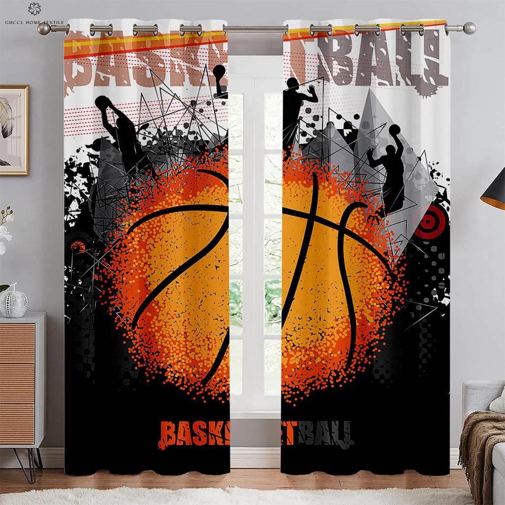 2 шт. Пламя Баскетбол 3D Печатные Шторы Машинная стирка Спальня Гостиная Кухня Клуб Декоративные Шторы