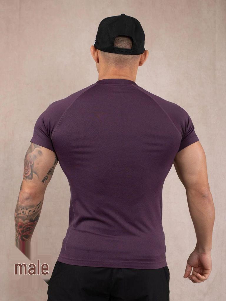 Men's Quick-Dry Breathable High-Elasticity Tight-Fit Raglan Sleeve Sports T-Shirt