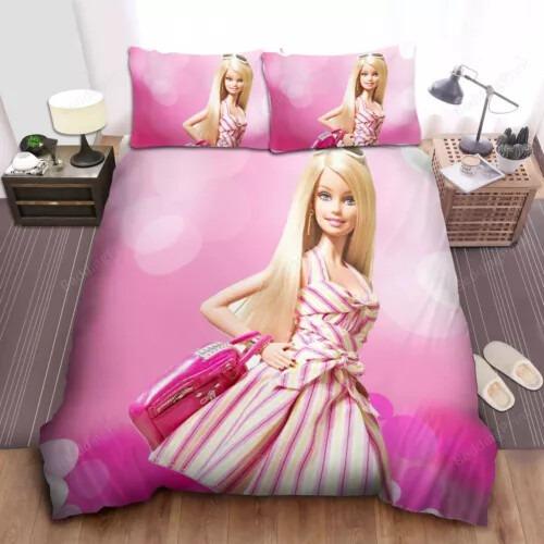 Cute Pink B-Barbies doll Duvet Cover Pillowcase Bedding Set Adult Boy Girl Bedroom Decoration Children Gift Single Double Size