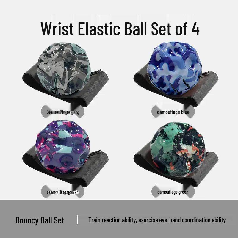 Luminous Rubber Wrist Ball with Elastic Rope - Kids' Rebound Toy for Boys' Boredom Relief