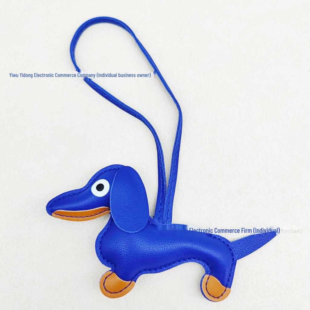 Брелок из искусственной кожи в виде таксы: Милый трансграничный аксессуар для автомобиля и креативное украшение для сумки.