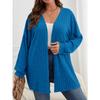 Autumn and Winter Women's Long Sleeve Solid Color Loose Cardigan Tops Plus Size Knitted Jacket