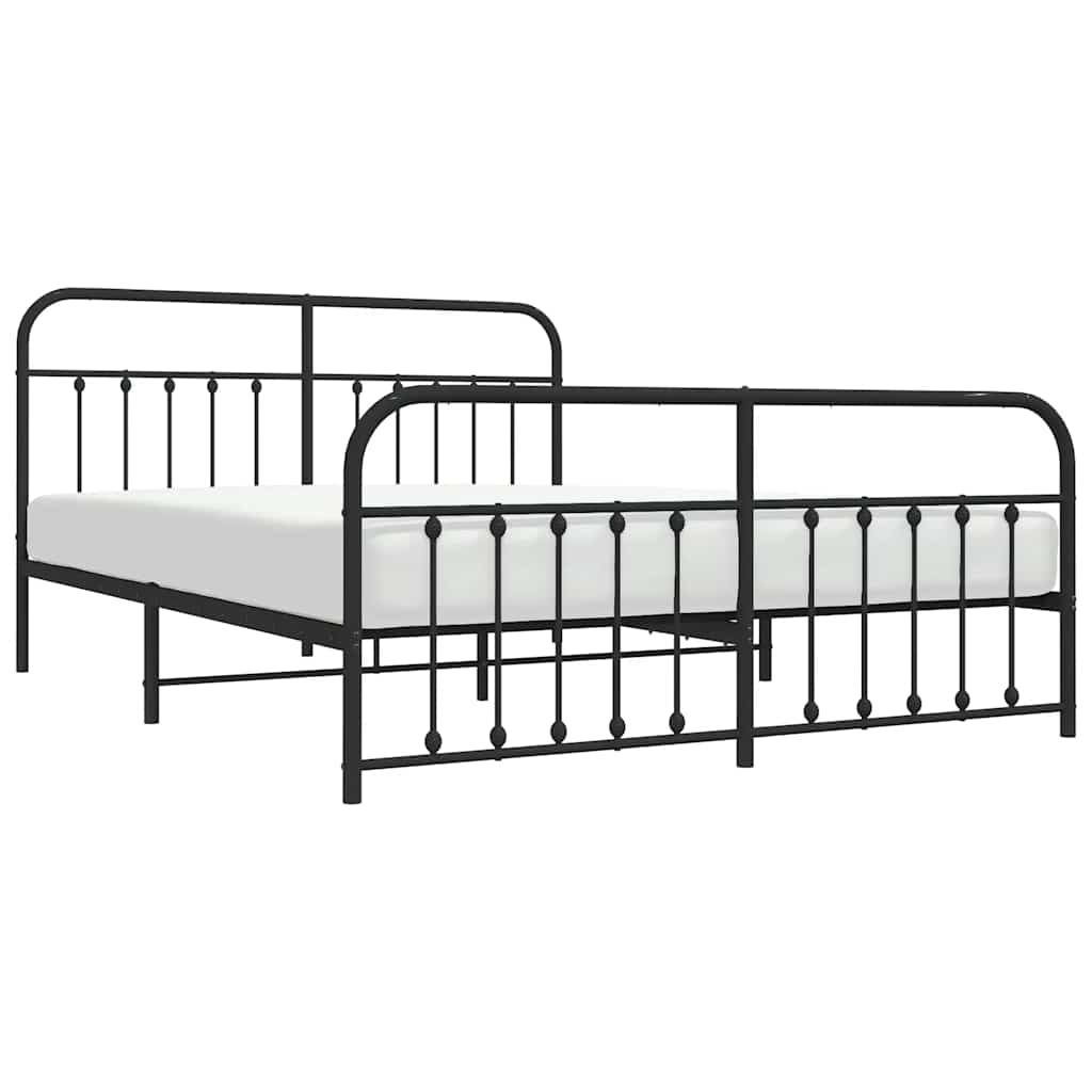 Металлический каркас кровати с изголовьем и изножьем Черный 183 x 213 см