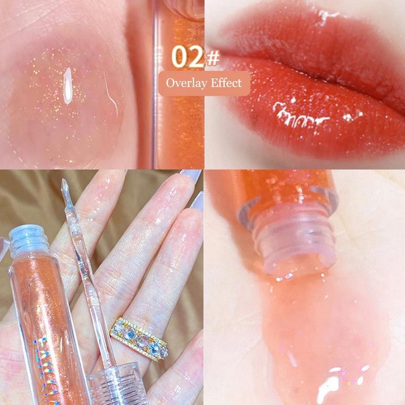 Silky Water Glide Lip Gloss Mirror Beep Lip Glaze Jelly Lip Gloss Hydrating Student Cosmetics Lip Gloss Long-lasting Waterproof Lipstick Non-stick
