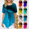 Women Plus Size Ladies Tee Shirts Colored Silk Print Loose Casual Tops Female Irregular Summer Clothes