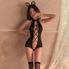Наряды с открытой промежностью Полая эротическая одежда Открытый боди из эластичной сетки Бодистоккинг с полым вырезом Перспективный комплект без промежности