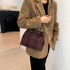 Корейская версия большой вместительной сумки подмышкой женская сумка весна 2024 новая шерстяная клетчатая сумка-тоут сумка через плечо