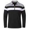 Men's Casual 1/4 Zipper Long Sleeve Polo Shirts Men Fashion Patchwork Stretch Cotton Shirt Slim Autumn Spring Work Outdoor Collared T Shirt EURO Size