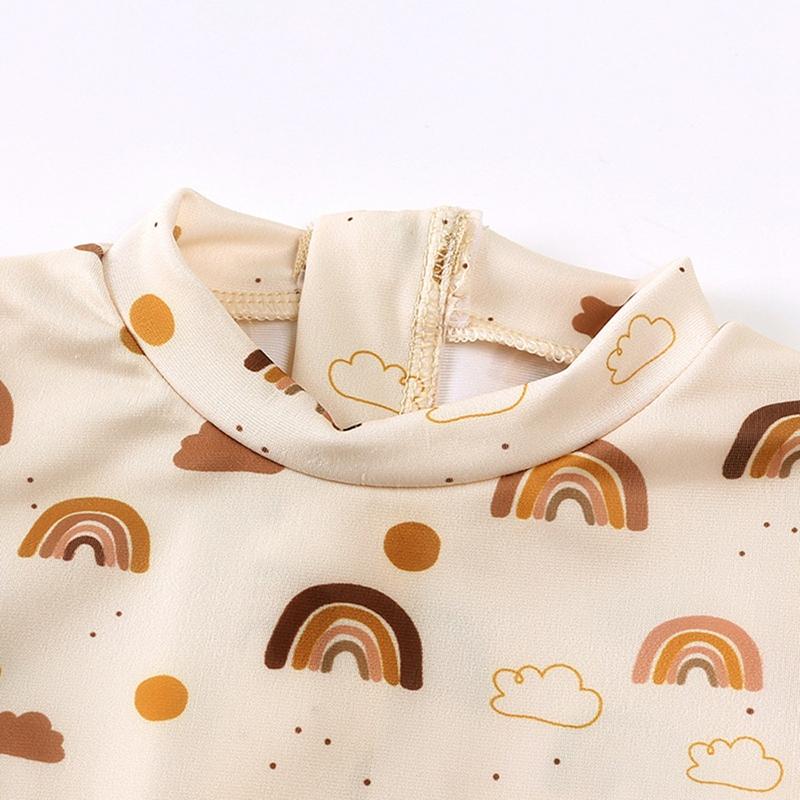 Детский купальник с принтом для девочек, быстросохнущий комбинезон с длинными рукавами, цельный купальник со шляпой