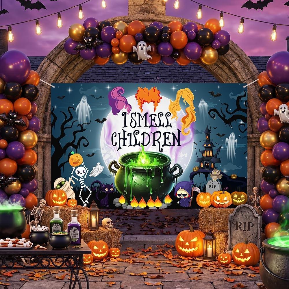361. AIBIIN I Smell Children Halloween Baby Shower Backdrop Banner 6x3.6ft, Black