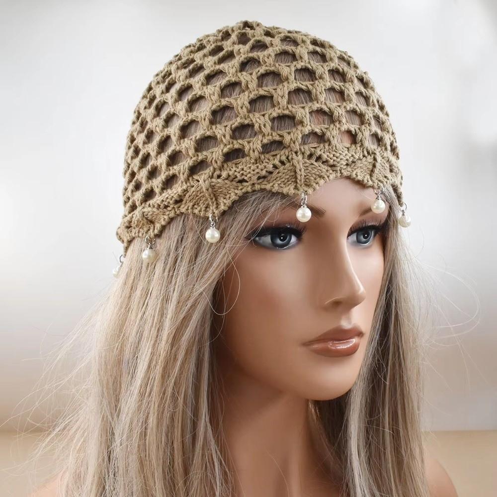 Adjustable Hollow Knit Cap Hollow Out Ethnic Style Cap Breathable Mesh Knitted Hat Outdoor