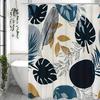 Leaf Abstract Art Simple Shower Curtain, Bathroom Decorative Shower Curtain, Waterproof Shower Curtain with Hooks