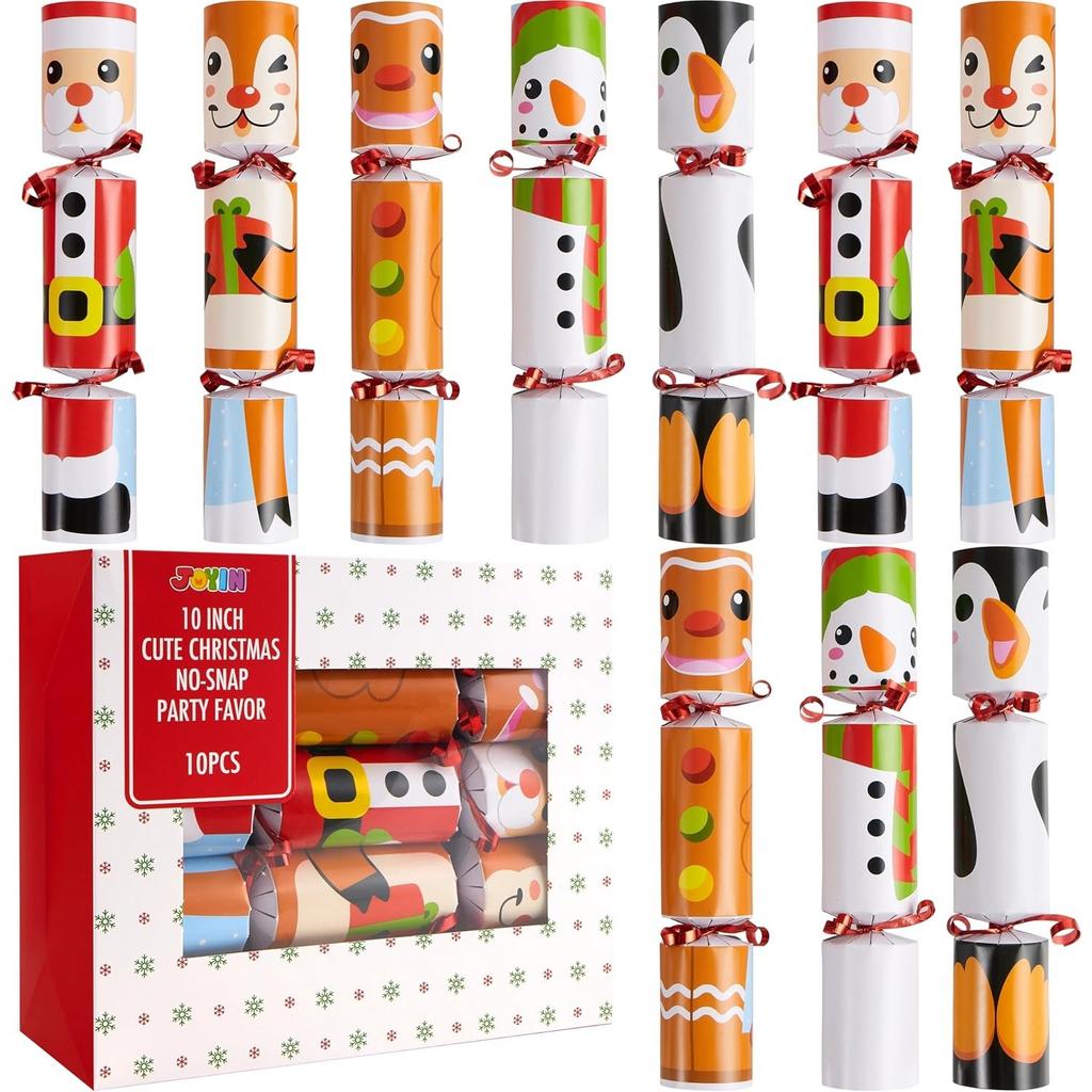 JOYFY 10 шт. Рождественский сувенир для стола на вечеринку с милыми рождественскими персонажами, праздничным колпаком, шуткой и маленьким подарком внутри для рождественского подарка