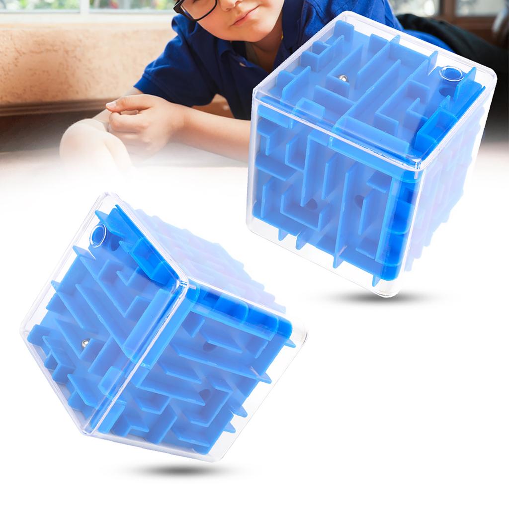 Cubic Maze Toy Kids Plastic Puzzle Game Early Education Children Wonderful Gifts (Blue)