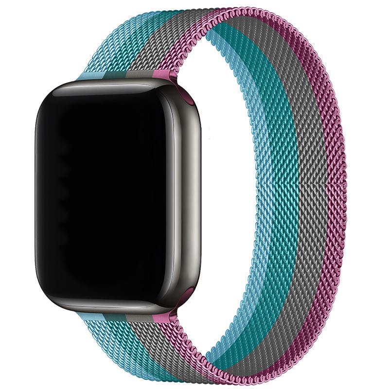 Совместим с Apple Watch S10 Магнитный стальной миланский ремешок для iWatch 5-9 SE.