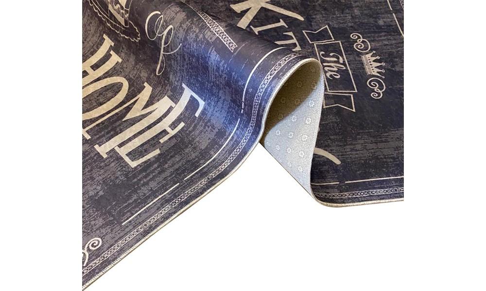 Tapis de cuisine 90x130 cm Polyester Kitchen Gris