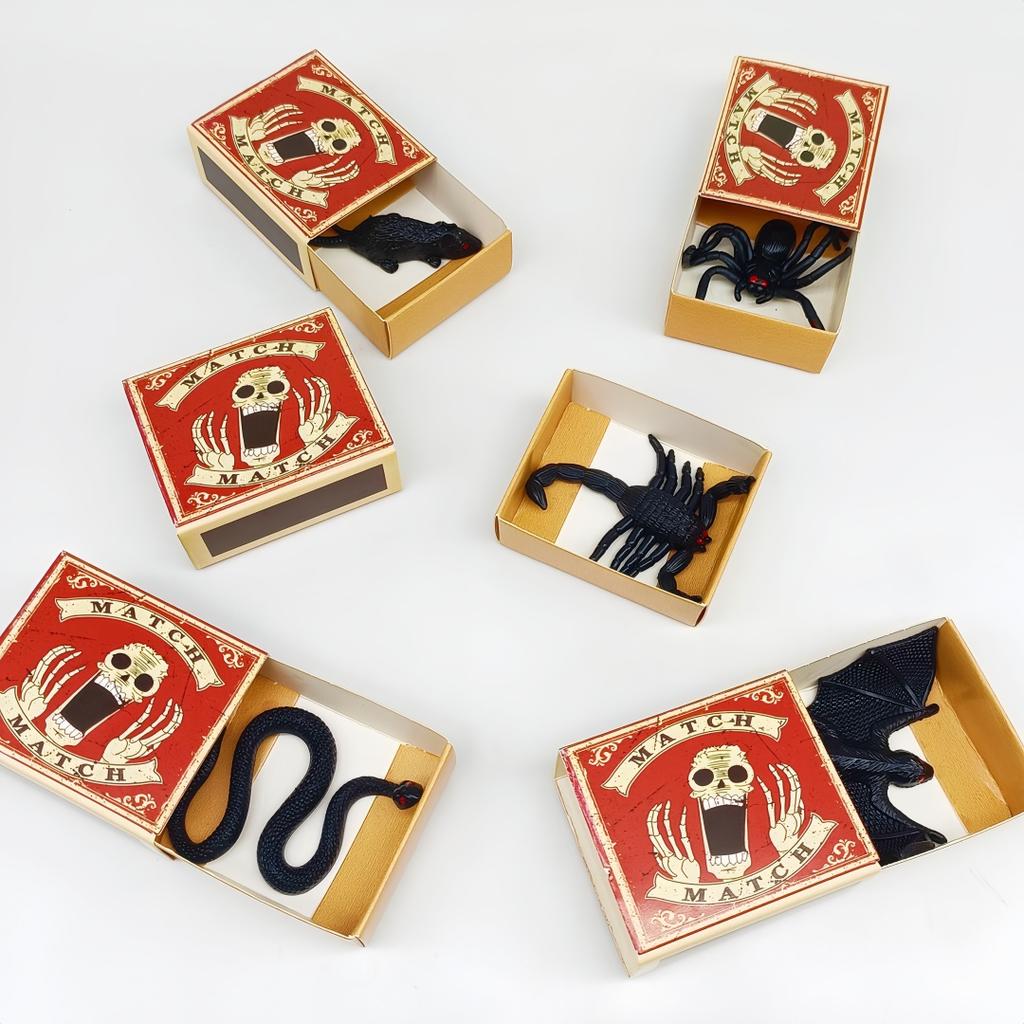 5/2pc Shocking Matchbox Simulated Snake Spider Model Soft Glue Bug For Halloween April Fool's Day Creative Funny Prank Bug Toy