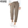 Women's Fashion Casual Solid Color Print High Waist Trousers Pants & Capris
