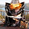Warm Flannel Blanket Bleach Pattern, Lightweight Comfortable Throw Blanket for Bed Sofa Use