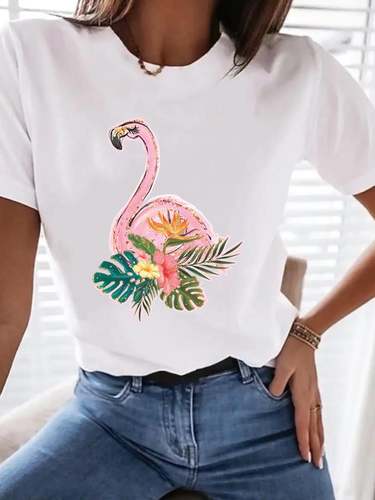 (Asian Size) Clothing T Shirt Tee Top Women Fashion Female Woman Print Sweet Trend 90s Beach Short Sleeve Graphic T-shirts