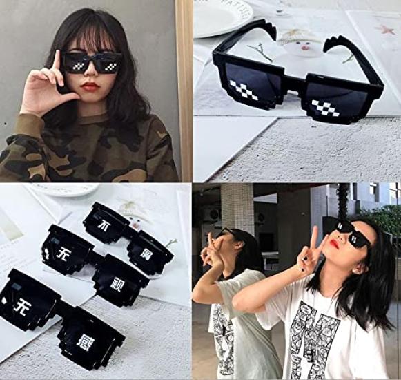 LEISURE CLUB Мозаичные солнцезащитные очки, очки для косплея, реквизит для дня рождения, унисекс, забавные пиксельные модные товары для вечеринок