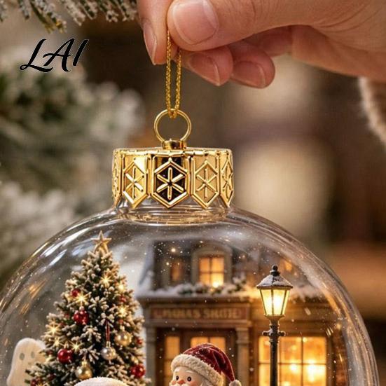 Decorative Acrylic Christmas Balls Light Up Ornaments Glowing Miniature Holiday Scene Xmas Tree Decor 3D Unique Seasonal Gift Souvenirs Clear