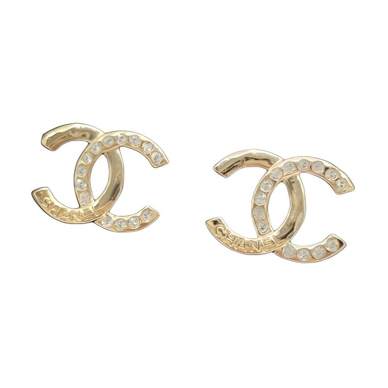 Chanel 24P серьги золотая буква написание стразы двойное c серьги для женщин