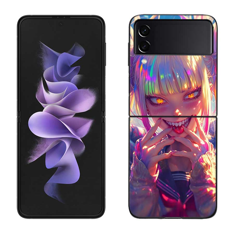 Чехол для телефона аниме Химико Тога для Samsung Z Flip 7 6 5G Galaxy Z Flip 5 4 3 Черный Жесткий Чехол-Крышка Роскошный ПК Корпус Coque