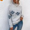 ZIMOXUAN Women's Snowflake Knit Sweater with Half Turtleneck for Autumn and Winter