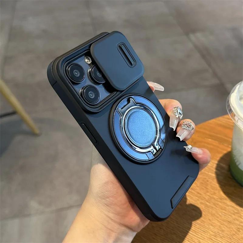 Роскосный чехол с беспроводной зарядкой для iPhone 11 16 12 13 14 15 17 Pro Max Plus Магнитный держатель-кольцо Защитная крышка для камеры