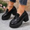 Fashion 2025 Hot Sale New Loafers Women's High Heels Round Toe Chunky Heels Classics Daily & Office Pumps Women Slip On Platform Shoes