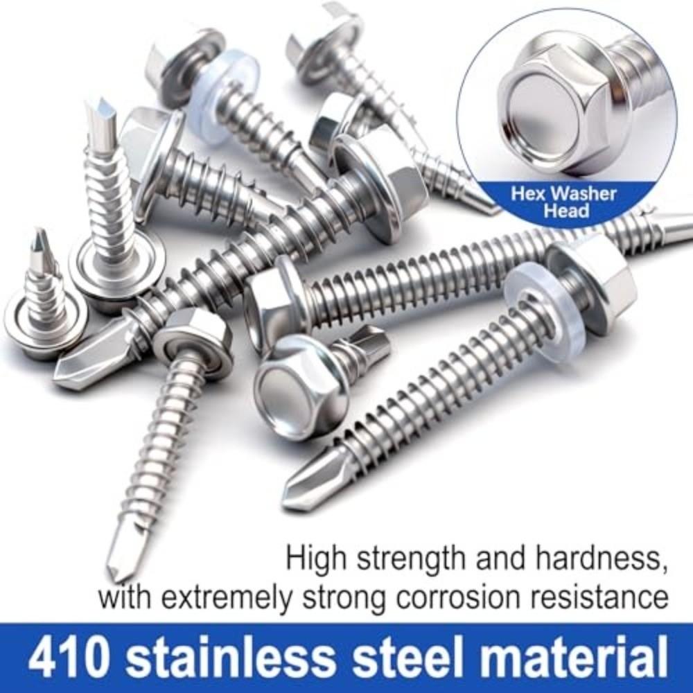 840pcs 410 Stainless Steel Self Tapping Screws Hex Washer Head Flange Hex Bolts For Motorcycle