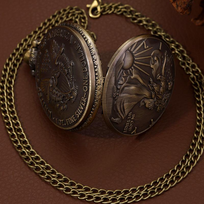 1 шт. Ретро модные бронзовые кварцевые карманные часы, сувенирный подарок для мужчин и женщин