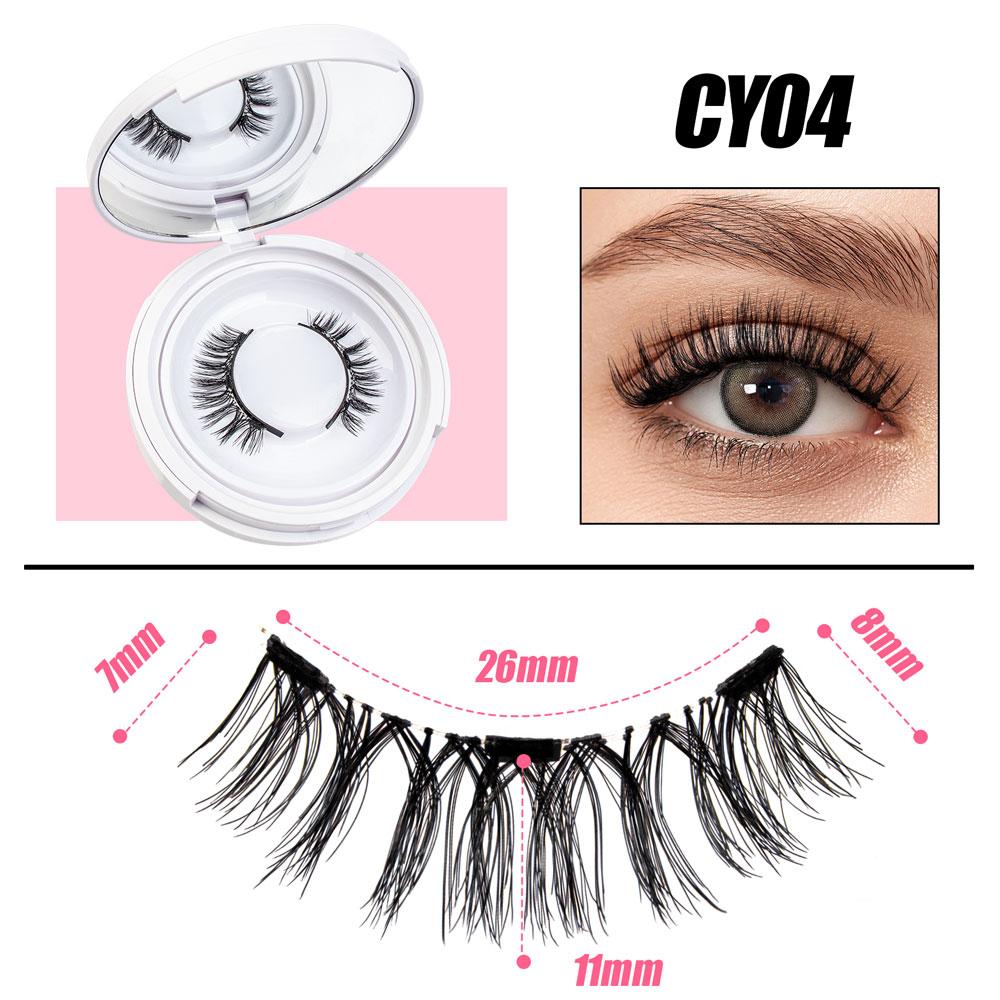 VYRILA 2Pairs Reusable Magnetic Lashes with Magnets Tweezer No Glue Needed D Magnetic Eyelash 3-Step Press On False Eyelash