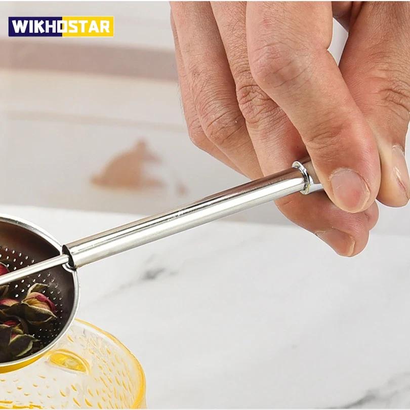304 Stainless Steel Tea Filter Recyclable Tea Strainer Ball Metal Tea Bag Teapot Adjustable Tea Infuser Filter Kitchen Gadget