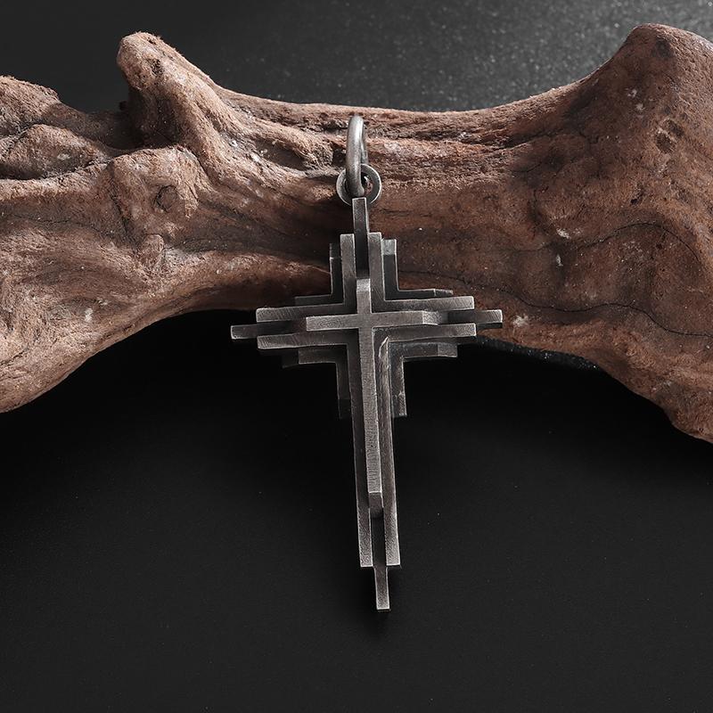 Vintage Catholic Cross Pendant Necklace Men Women Christian Believers Prayer Amulet Jewelry