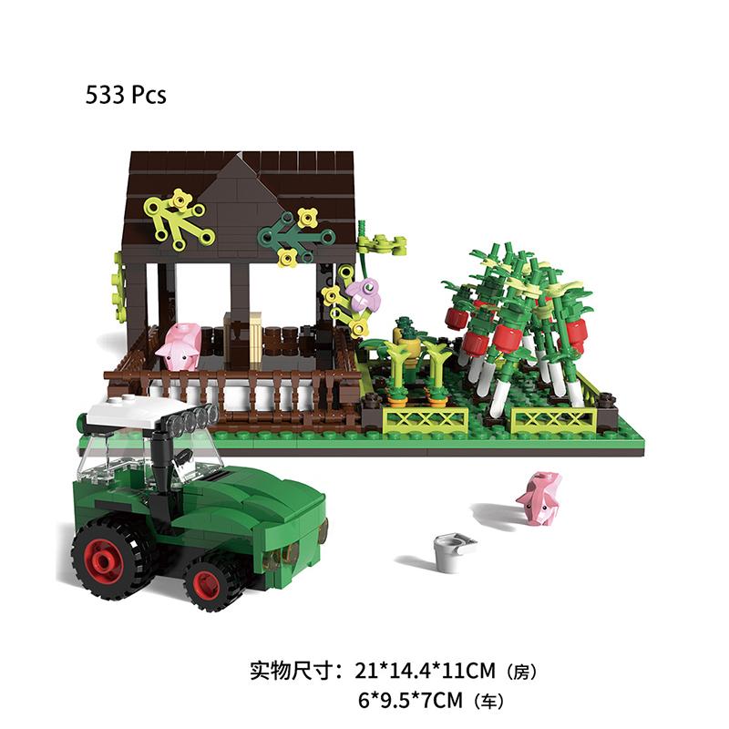 Happy Ranch Конструктор MOC Игрушки Наборы Игрушек Фермерская Сцена Блоки Кирпичики Игрушки Наборы Игрушек Свинарник Сельскохозяйственная Техника Совместимый С