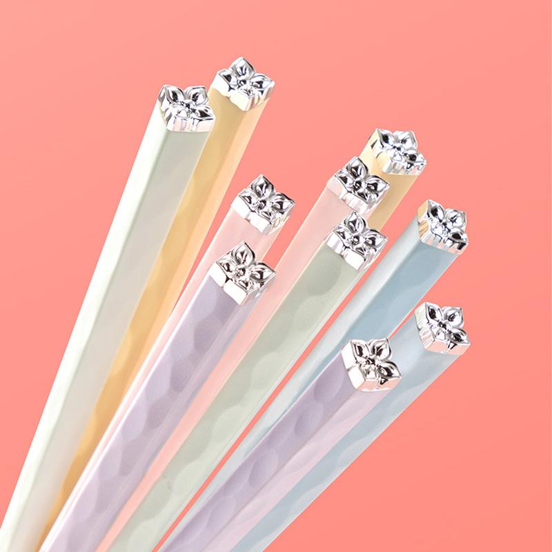 Набор палочек для еды из сплава Morandi Colors, 5 пар многоразовых палочек для еды, нескользящие, для дома, отеля, ресторана, посуда, кухонные инструменты