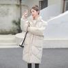Женское хлопковое пальто средней длины с капюшоном - Зима 2023, Свободный крой, Плотное, Длиной ниже колена, Куртка большого размера