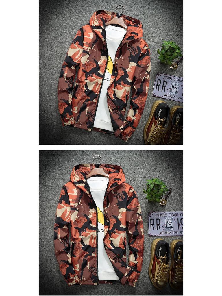 Мужская камуфляжная куртка с капюшоном - большой размер, весна/осень, модная спортивная форма для студентов